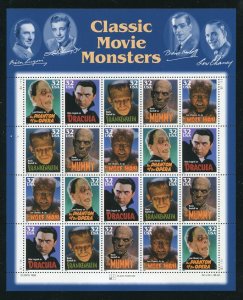 3168 - 3172 Classic Movie Monsters Sheet of 20 32¢ Stamps MNH