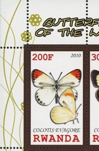 Butterfly Stamp Colias Croceus Insect Souvenir Sheet of 4 Stamps MNH