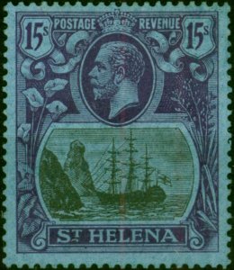 St Helena 1922 15s Grey & Purple-Blue SG113 Fine & Fresh MM