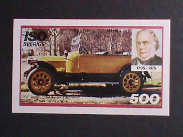 ​OMAN-ISO- CENTENARY DEATH OF SIR ROWLAND HILL-ANTIQUE CAR MNH IMPERF S/S- VF