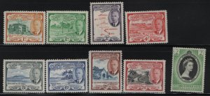 ST. KITTS-NEVIS, 107-114, 119, HINGED, 1952, ST. CHRISTOPHER-NEVIS-ANGUILLA