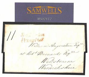 GB WARWICKS Cover *Stratford-on-Avon Penny Post* 1839 Ex Brandon Suffolk MS2812