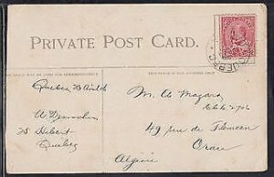 Canada - Apr 23, 1906 Quebec City, QC Card to Algeria