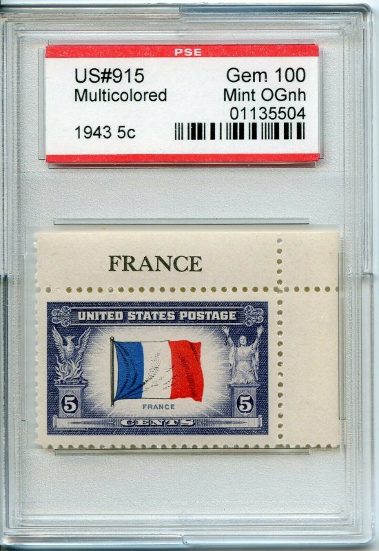 US SCOTT #915, Mint-Gem-OG-NH Graded 100 PSE Encapsulated SMQ $95 (DFP 12/4/19