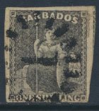 Barbados SG 12a SC# 9  Used  Black 3 margins please see scans and details