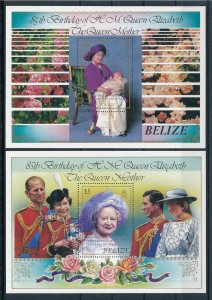 [104857] Belize 1985 Royalty Queen Mother Earth summit surcharge 2 Sheets MNH