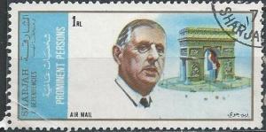 Sharjah unlisted (used cto, creased) 1r Charles de Gaulle (1972)