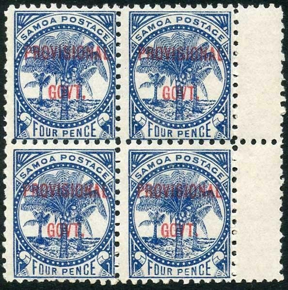 Samoa SG93 4d Deep Blue M/M Block of four