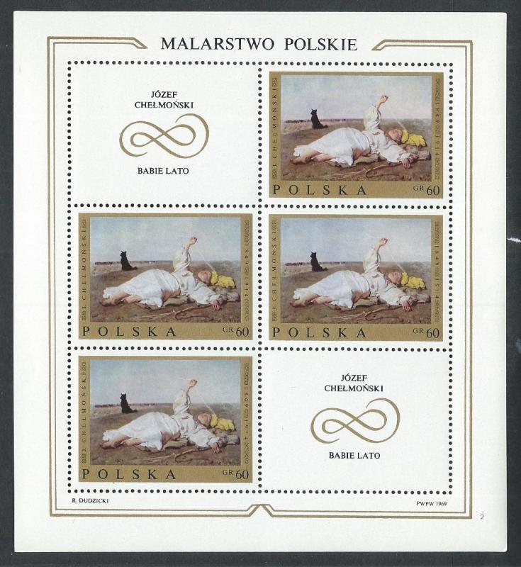 POLAND SC# 1677 MINI SH/4 W/LABELS VF/MOG 1969