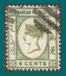 Labuan 1892 Queen Victoria, 6c no dot, cancelled #34,SG40a