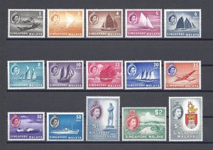 SINGAPORE 1955/59 SG 38/52 MNH Cat £140