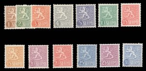 Finland #312-323 Cat$52.05, 1954-59 Arms of Finland, complete set, never hinged