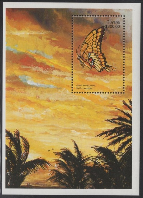 Guyana 1999 MNH Sc 3383 $300 Great Swallowtail butterfly Sheet of 1