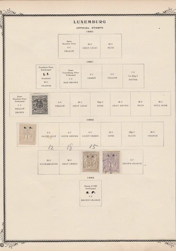 luxembourg stamps on 2 album page ref 13444