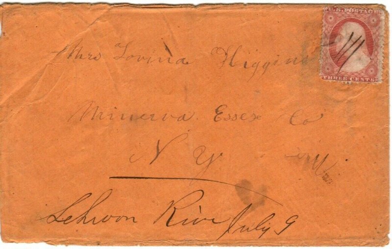 #26a 3c Washington on cover Schroon River July 9 MS bottom 