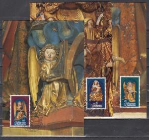 Liechtenstein, Scott cat. 751-753. Christmas Musical Angels. 3 Maximum Cards. ^