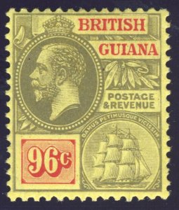 British Guiana 1913 KGV 96c black & vermilion/yellow MLH. SG 269. Sc 189.