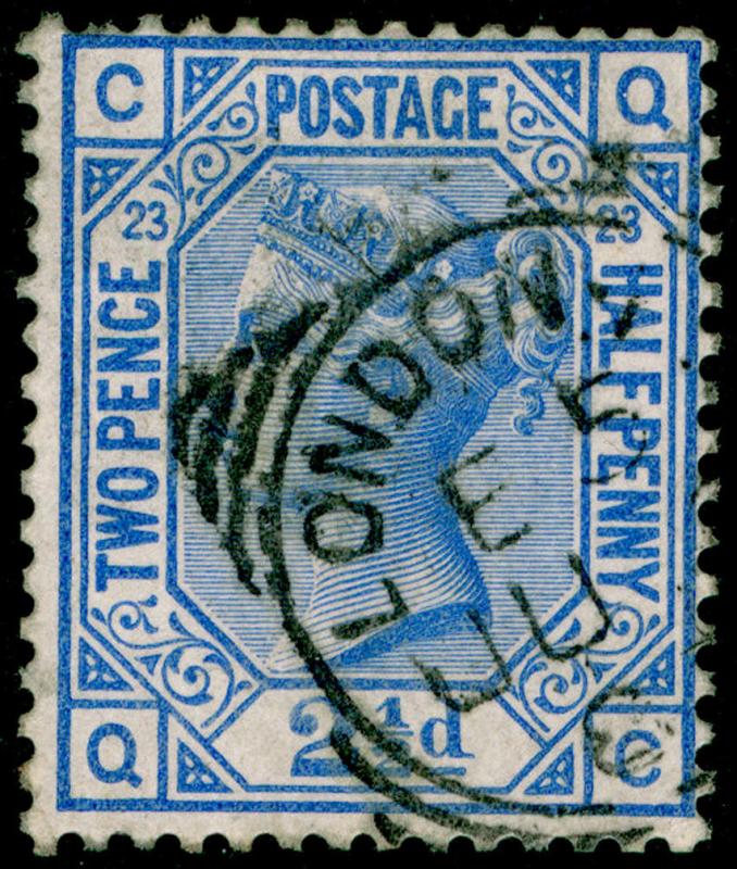 SG157, 2½d blue PLATE 23, USED, CDS. Cat £32. QC