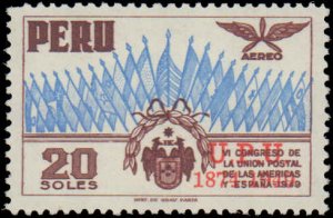 Peru #C94-C102, Complete Set(9), 1951, UPU, Never Hinged