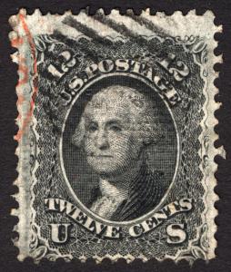 U.S. #97 12c Black ::F-Grill:: 1868 VF Used Part Red Cancel