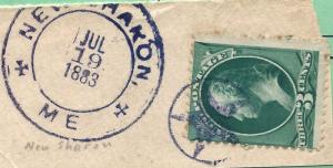 New Sharon, Maine 'Solid STAR-in-RING=Classic US Fancy Cancel on Piece+1883 CDS