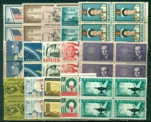 15 DIFFERENT SPECIFIC 4-CENT BLOCKS OF 4, MINT, OG, NH, GREAT PRICE! (30)