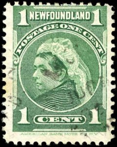 Newfoundland 80a Used - 1898 1¢ Queen Victoria - Deep Green - Nice, Sound Stamp