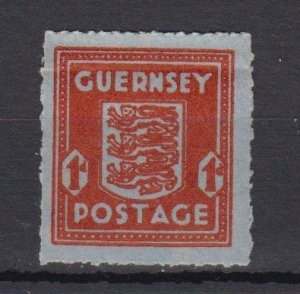 Guernsey 1942 1d Arms  unmounted mint NHM Shade - Red Banknote paper