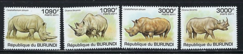 Burundi 832-35 MNH 2011 Rhinocerous (an5833)