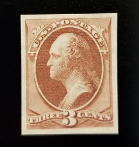 1870 3c Washington, Trial Color Violet Brown, Rare India Bond Paper Scott 147