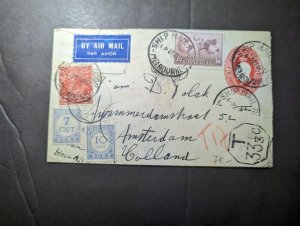 1937 Australia Airmail Cover Melbourne to Amsterdam Netherlands Postage Due