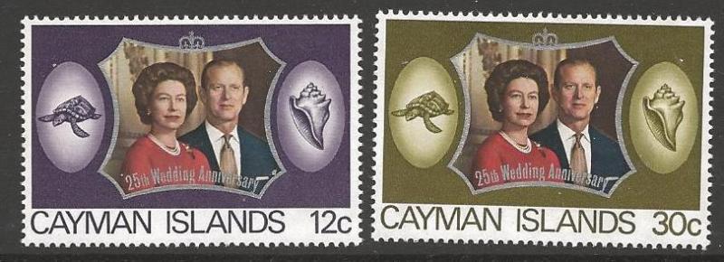 CAYMAN ISLANDS SG317/8 1972 ROYAL SILVER WEDDING MNH