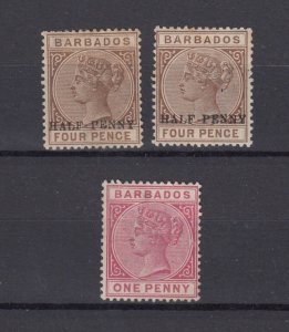 Barbados QV Mint Collection Of 3 MH BP7209