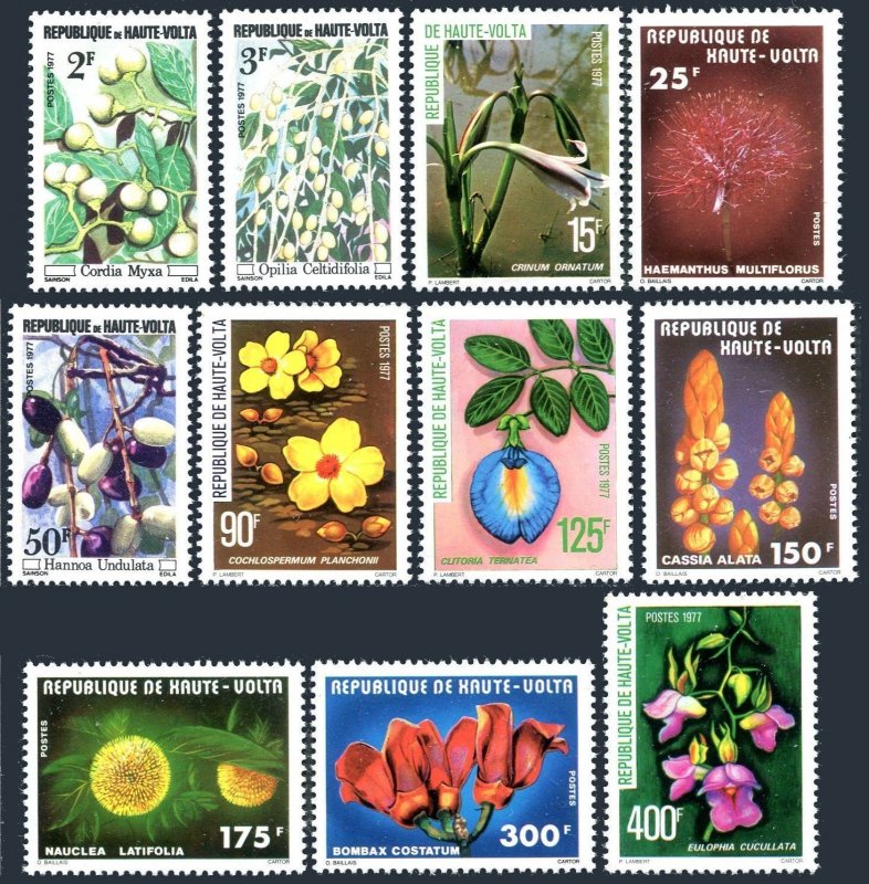 Burkina Faso 423-433, MNH. Mi 667-673, 679-682. Flowers 1977. Branches, fruits.