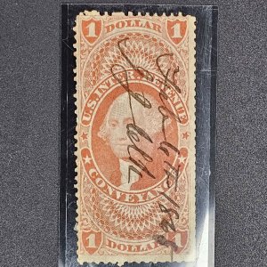 R66c  Conveyance 1 dollar revenue stamp used