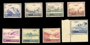 Switzerland #C27-34 Cat$80, 1941 Airpost, complete set, never hinged