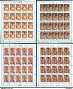 N1505 1987 Zaire Art Paintings Christmas Fra Angelico !!! 4 Full Sh 20Set Mnh