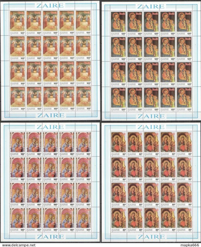 N1505 1987 Zaire Art Paintings Christmas Fra Angelico !!! 4 Full Sh 20Set Mnh