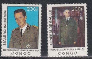 Congo # 429-430, King Baudouin & Charles de Gaulle, Mint Hinged, 1/3 Cat.