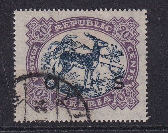 Liberia  #O147  cancelled  1923  overprint 20c antelope