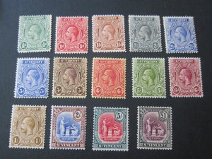 St Vincent 1921 Sc 118-131 KGV set MH