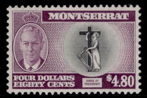 MONTSERRAT GVI SG135, $4.80 black & purple, LH MINT. Cat £30.