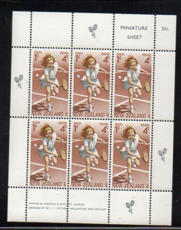 New Zealand Sc B86a 1972 Tennis stamp sheet mint NH