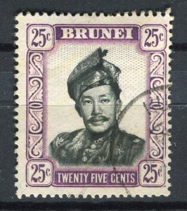 BRUNEI; 1952 early Sultan Omar issue fine used 25c. value
