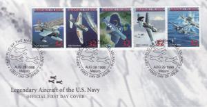 Marshall Islands 1998 Legendary Aircraft  US Navy (25) 5 First Day Covers VF+