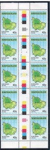 Norfolk Islands Sc 501 1991 Map stamp gutter block of 10 mint NH