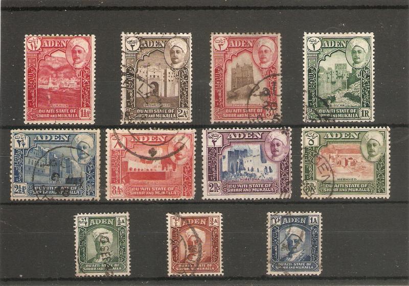 ADEN QU'AITI STATE OF SHIHR AND MUKALLA 1942 SET SG 1/11 FINE USED