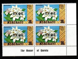 KIRIBATI SGO20 1981 30c OFFICIAL BLOCK OF 4 MNH