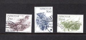 Faroe #149-151,  Postally used, VF,  Used,   CV $6.15 ....1960039