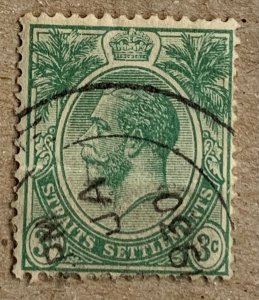 Straits Settlements 1923 KGV 3c green, used. Scott 182, CV $0.90. SG 221